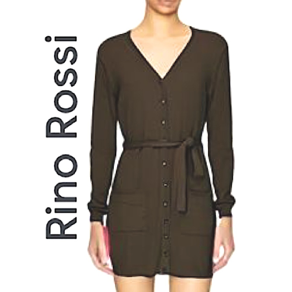 Rino Rossi. EUC. Beautiful button-down midi cardigan sweater. Olive green.Large.